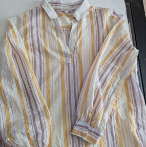 Loft Outlet Striped V-neck Lightweight Popover Top Womens Size L